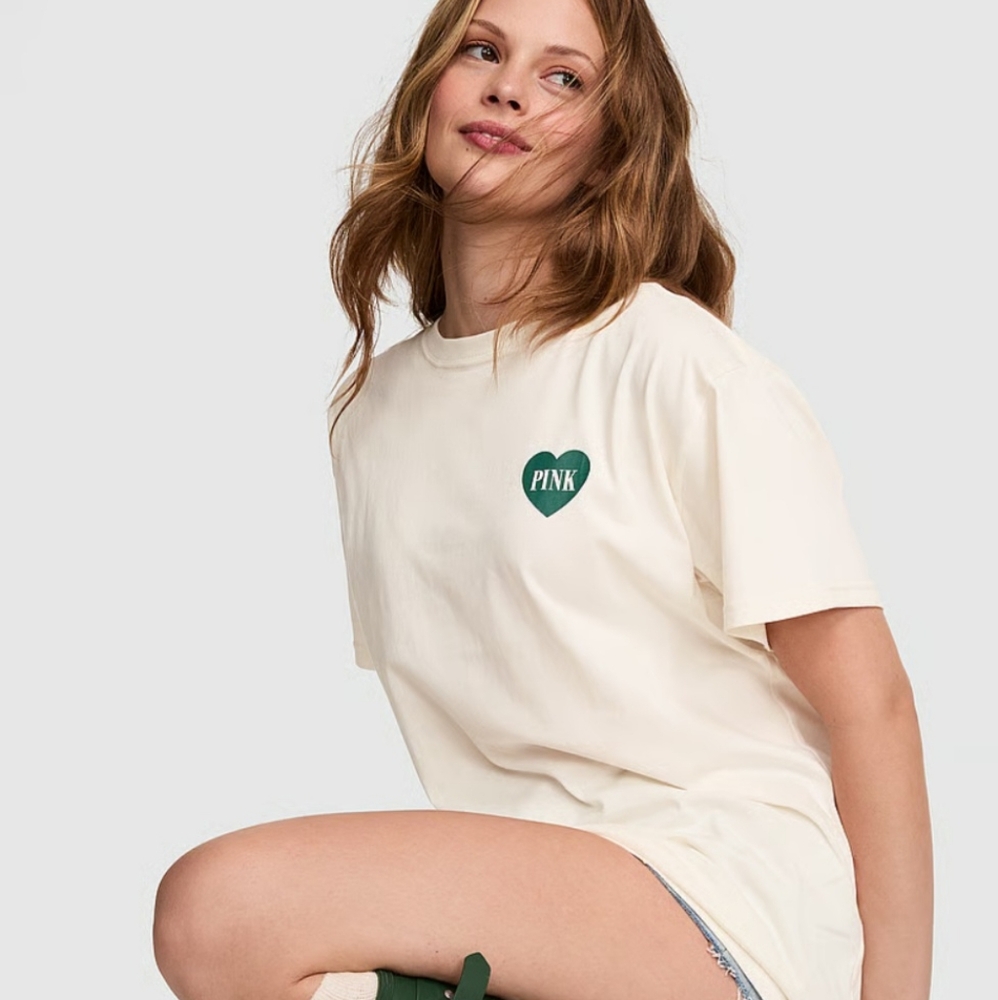 Victoria's Secret PINK Campus Cotton Tee NEW SZ Large